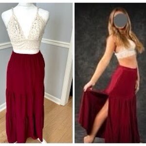 Ivory and burgundy dance costume
